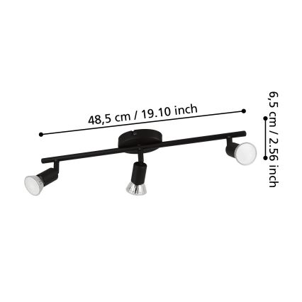 Eglo - LED akcentinis šviestuvas 3xGU10/2,8W/230V 3000K juoda