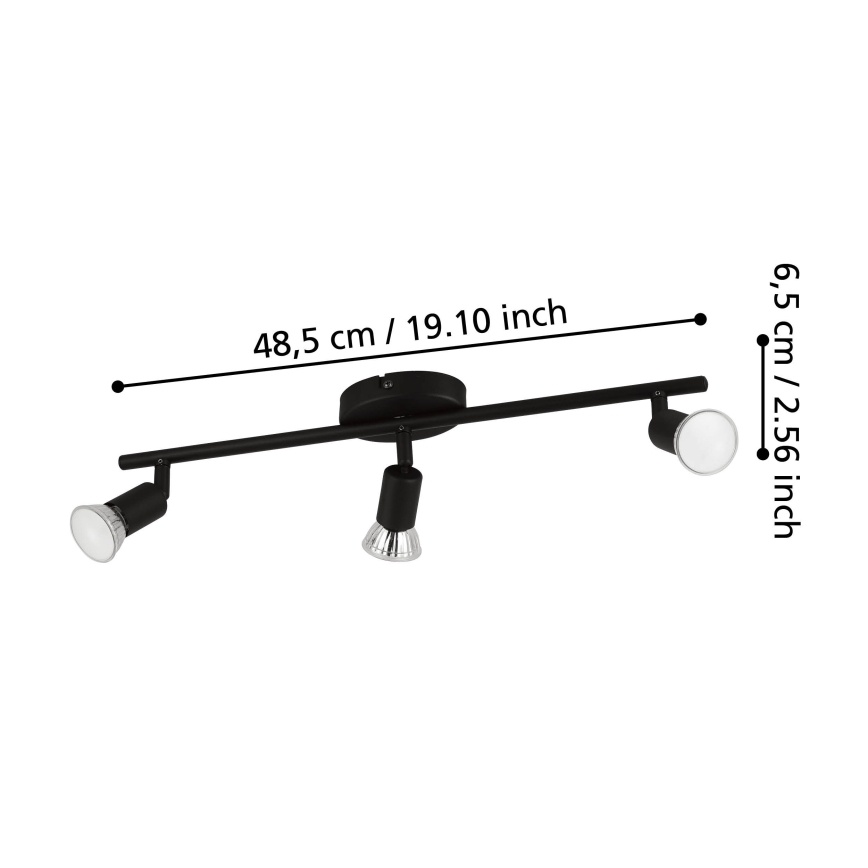 Eglo - LED akcentinis šviestuvas 3xGU10/2,8W/230V 3000K juoda