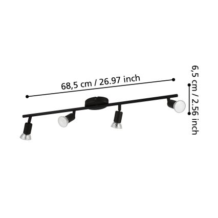 Eglo - LED akcentinis šviestuvas 4xGU10/2,8W/230V 3000K juoda