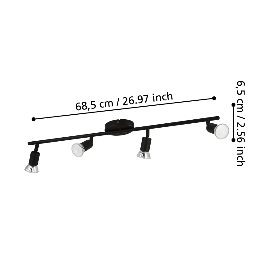 Eglo - LED akcentinis šviestuvas 4xGU10/2,8W/230V 3000K juoda