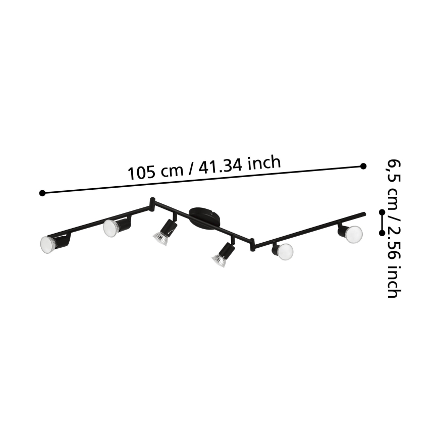 Eglo - LED akcentinis šviestuvas 6xGU10/2,8W/230V 3000K juoda