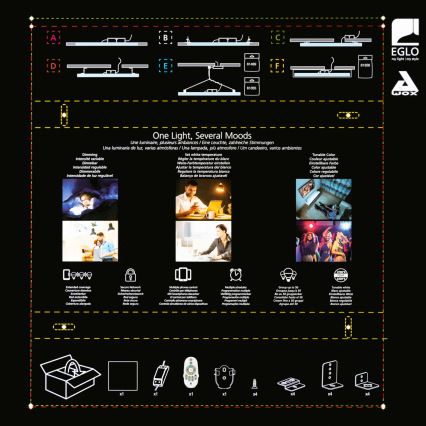 Eglo 32547 - LED RGBW Pritemdomas paviršinis/įleidžiamas skydelis 2in1 SALOBRENA-C LED/34W/230V baltas 60x60 cm + valdymo pultas