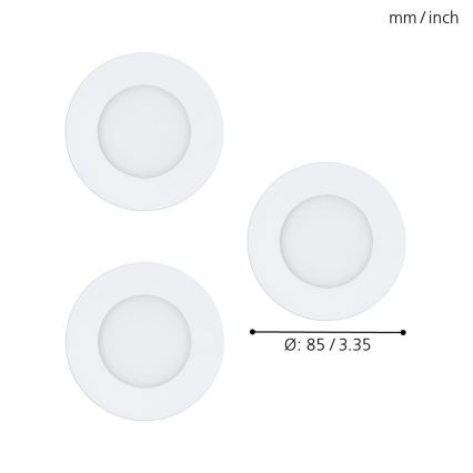 Eglo - komplektas (3 vnt.) LED RGB reguliuojamo ryškumo įleidžiamų lubų šviestuvų FUEVA-C LED/3W/230V, skersmuo 8,5 cm