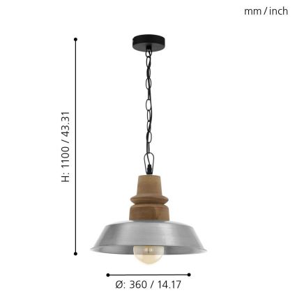 Eglo 33024 - Sietynas, kabinamas ant grandinės RIDDLECOMBE 1xE27/60W/230V