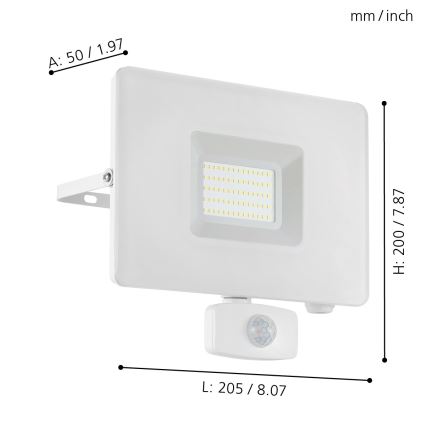 Eglo - LED prožektorius su jutikliu LED/50W/230V IP44