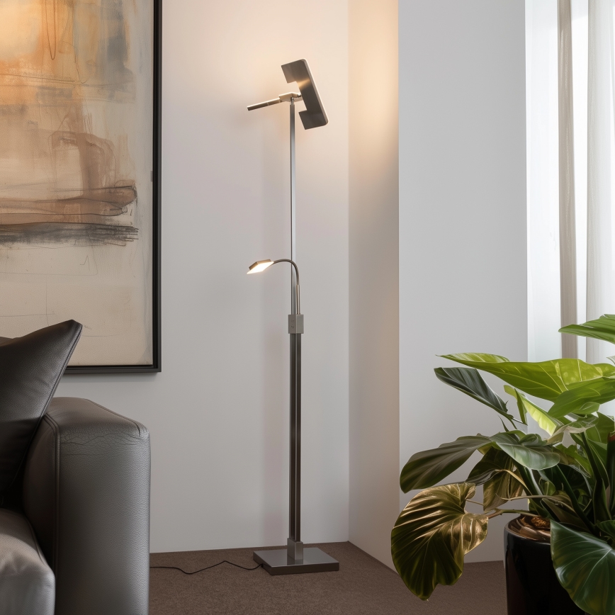 Eglo 33182 - LED pritemdomas toršeras SOLANO 1xLED/26W/230V +1xLED/3,2W 3000K matinis chromas