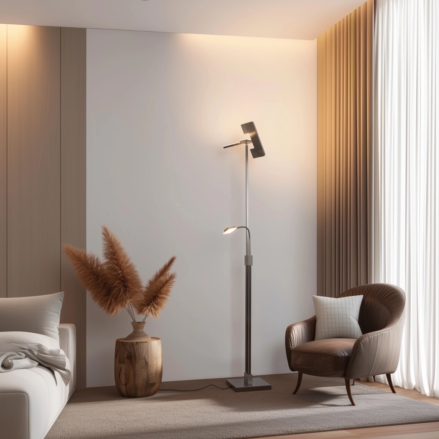 Eglo 33182 - LED pritemdomas toršeras SOLANO 1xLED/26W/230V +1xLED/3,2W 3000K matinis chromas