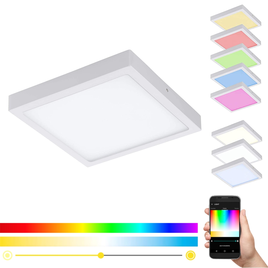 Eglo 33209 - LED RGBW Dimeriuojamas lubų šviestuvas FUEVA-C LED/21W/230V 2700-6500K 30x30 cm balta