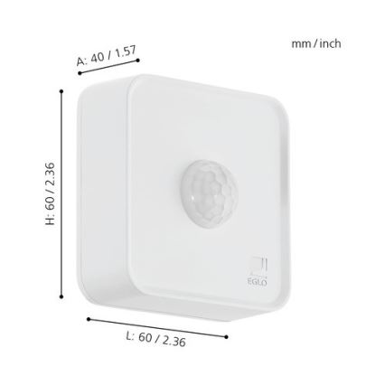 Eglo 33236 - Lauko judesio jutiklis CONNECT SENSOR 3xAA 12 m balta IP44