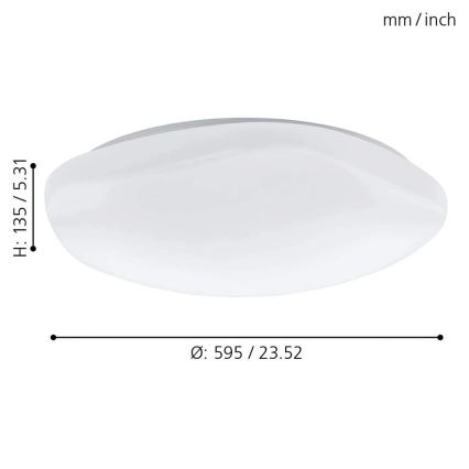 Eglo 33272 - LED RGBW Reguliuojamas lubinis šviestuvas TOTARI-C LED/34W/230V 2700-6500K balta + nuotolinio valdymo pultas