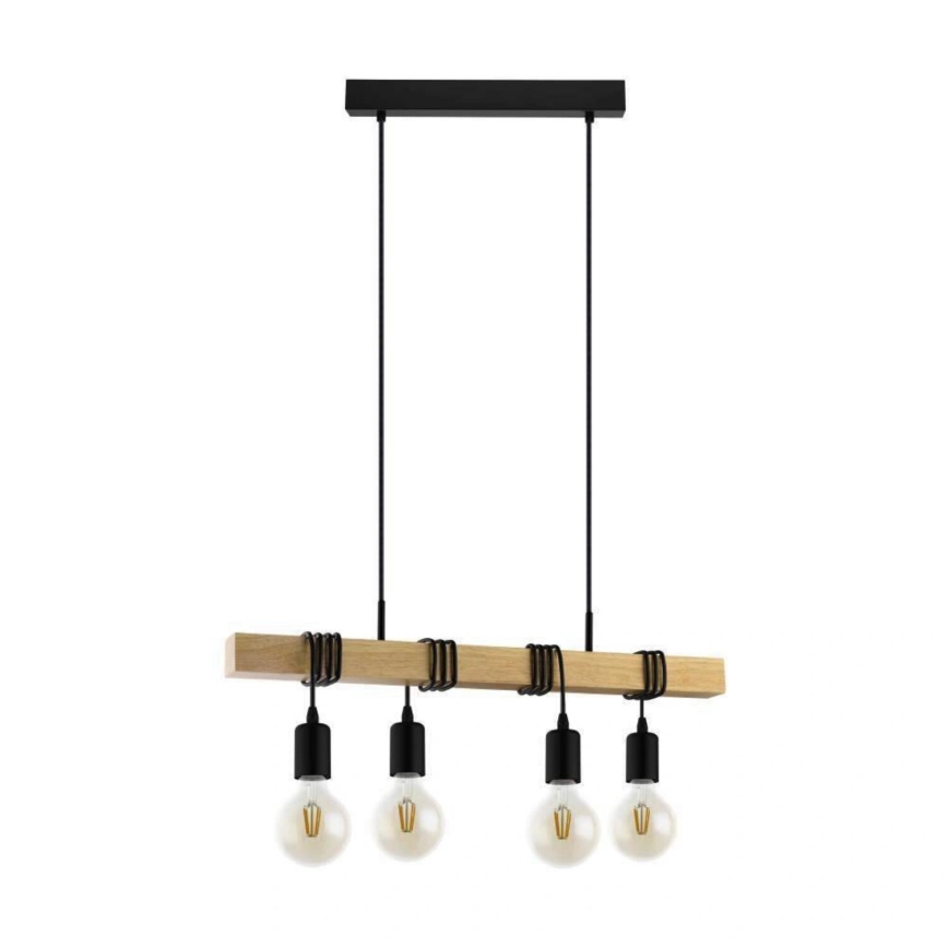 Eglo 33378 - LED Pakabinamas sietynas TOWNSHEND 4xE27/4W/230V 2200K smėlio spalva/juoda