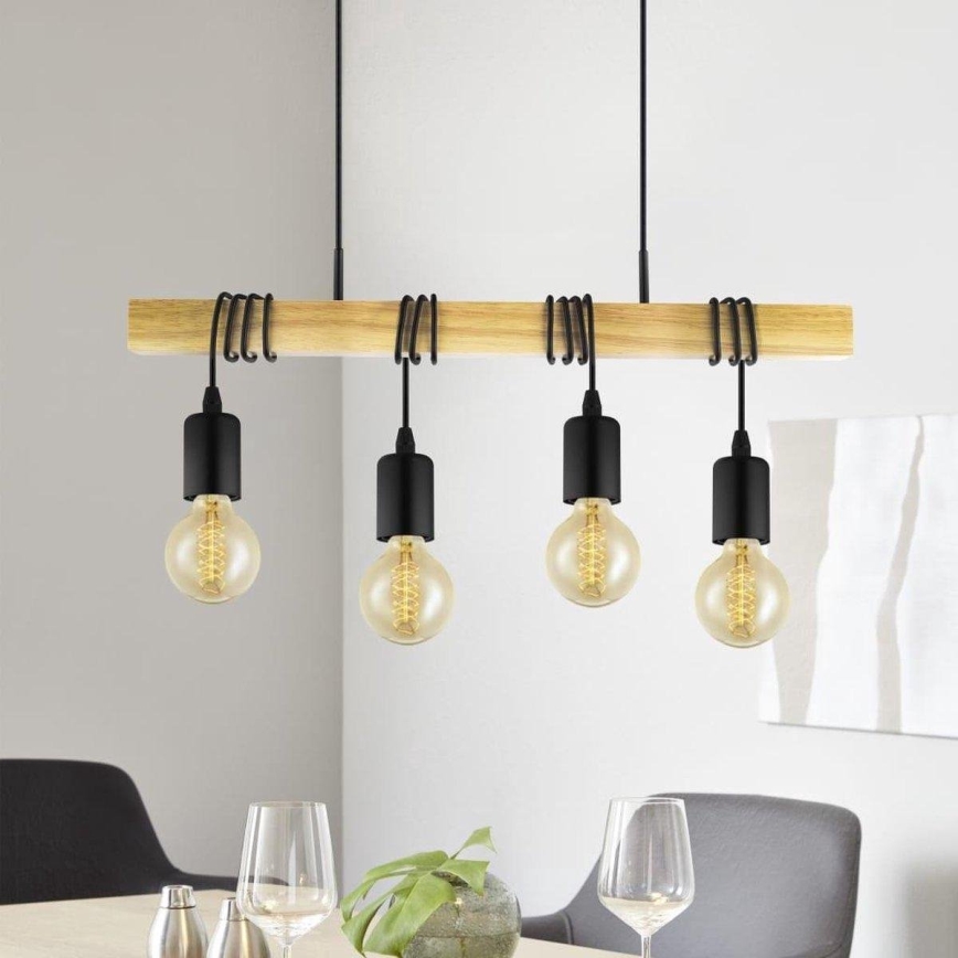 Eglo 33378 - LED Pakabinamas sietynas TOWNSHEND 4xE27/4W/230V 2200K smėlio spalva/juoda