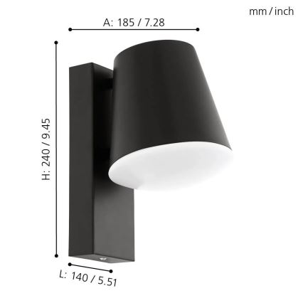 Eglo 33559 - LED Pritemdomas lauko sieninis šviestuvas CALDIERO-C 1xE27/9W/230V IP44