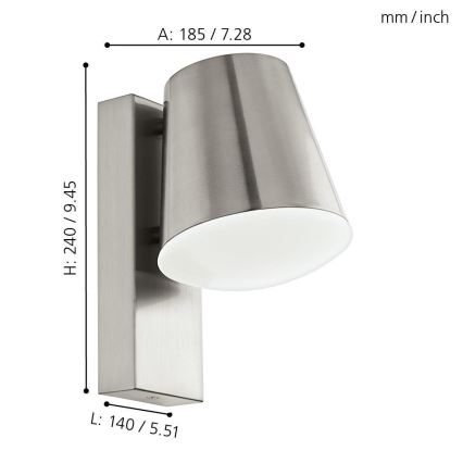 Eglo 33562 - LED Reguliuojamas lauko sieninis šviestuvas CALDIERO-C 1xE27/9W/230V IP44