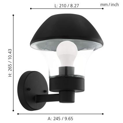 Eglo 33567 - reguliuojamas LED lauko sieninis šviestuvas VERLUCCA-C 1xE27/9W/230V IP44