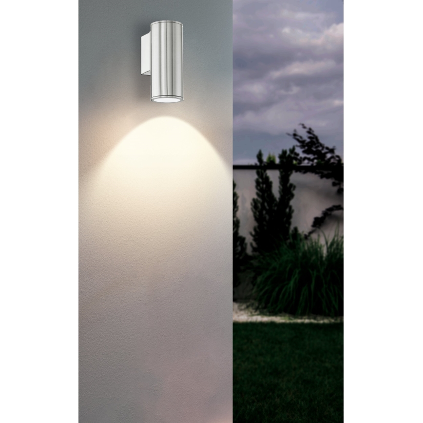 Eglo 33581 - LED RGBW dimeriuojamas lauko sieninis šviestuvas RIGA 1xGU10/5W/230V 2700-6500K IP44 matinis chromas