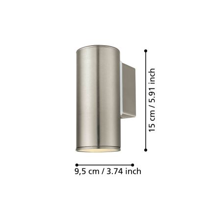 Eglo 33581 - LED RGBW dimeriuojamas lauko sieninis šviestuvas RIGA 1xGU10/5W/230V 2700-6500K IP44 matinis chromas