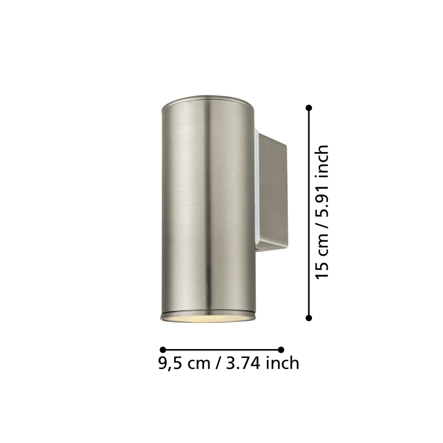 Eglo 33581 - LED RGBW dimeriuojamas lauko sieninis šviestuvas RIGA 1xGU10/5W/230V 2700-6500K IP44 matinis chromas