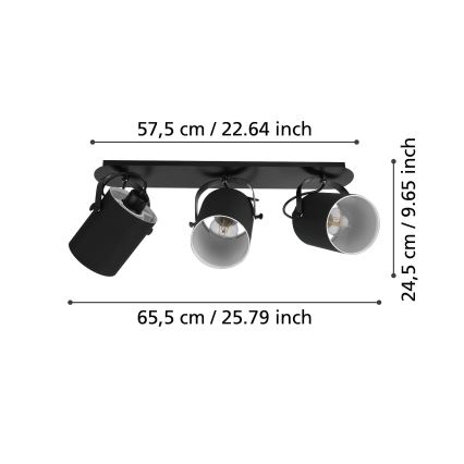 Eglo 33647 - Taškinis šviestuvas VILLABATE 3xE27/10W/230V