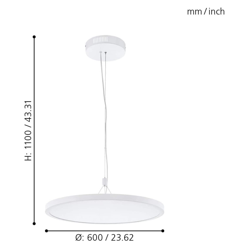 Eglo 33676 - LED RGBW reguliuojama pakabinama liustra ant laido CERIGNOLA-C LED/32W/230V 2700-6500K balta + nuotolinis valdymas
