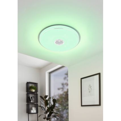 Eglo - LED RGBW Pritemdomas sieninis vonios šviestuvas su kolonėle LED/19W/230V 3000-6500K IP44 diametras 39 cm balta + nuotolinio valdymo pultas