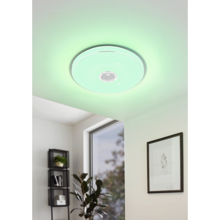 Eglo - LED RGBW Pritemdomas sieninis vonios šviestuvas su kolonėle LED/19W/230V 3000-6500K IP44 diametras 39 cm balta + nuotolinio valdymo pultas