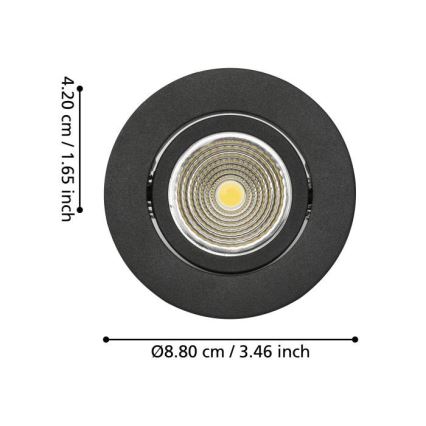 Eglo - LED Reguliuojamas įmontuojamas šviestuvas/6W/230V juoda