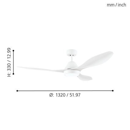 Eglo - LED Lubinis ventiliatorius LED/18W/230V + Valdymo pultas