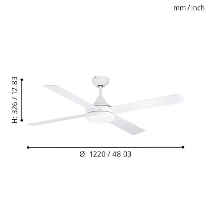 Eglo - LED lubinis ventiliatorius LED/20W/230V 3000/4000/5000K su nuotoliniu valdymu, baltas