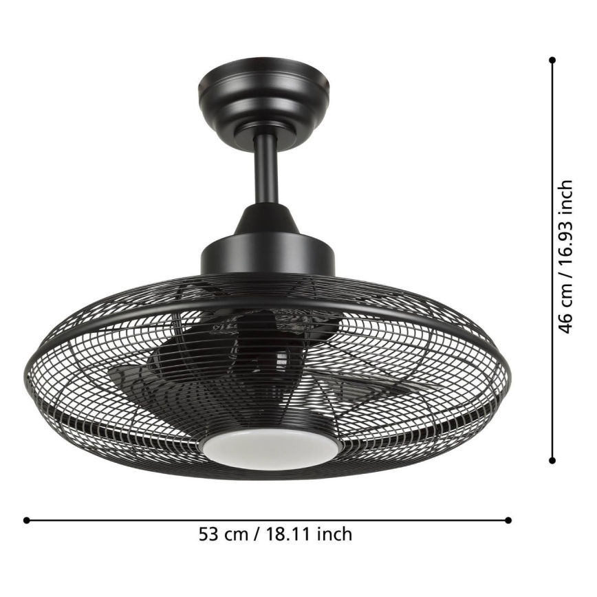 Eglo - LED lubinis ventiliatorius LED/15W/230V 3000/4000/5000K Ø 53 cm juodas + nuotolinis valdymas