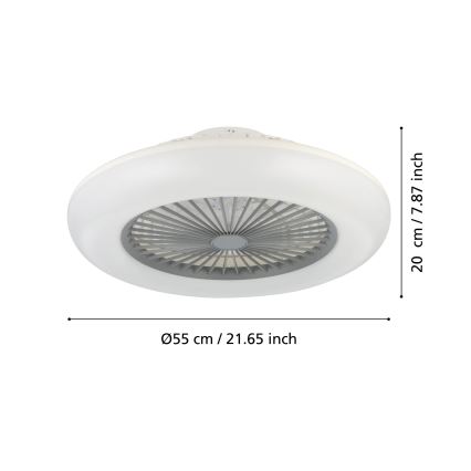 Eglo - lubinis ventiliatorius su dimeriuojamu LED apšvietimu 3xLED/12,6W/230V 2700-6500K Ø55 cm pilkas + nuotolinio valdymo pultas