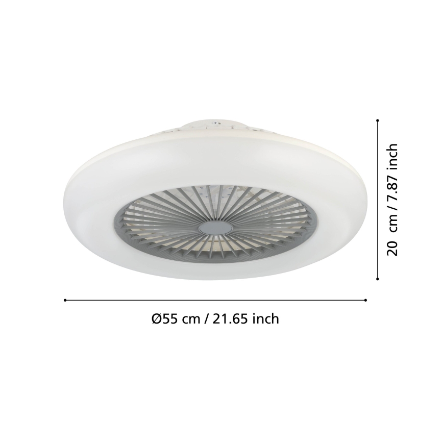 Eglo - lubinis ventiliatorius su dimeriuojamu LED apšvietimu 3xLED/12,6W/230V 2700-6500K Ø55 cm pilkas + nuotolinio valdymo pultas