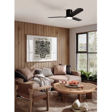 Eglo - lubinis ventiliatorius su reguliuojamu LED apšvietimu LED/17W/230V 3000/4000/5000K skersmuo 132 cm juodas + nuotolinis valdymas