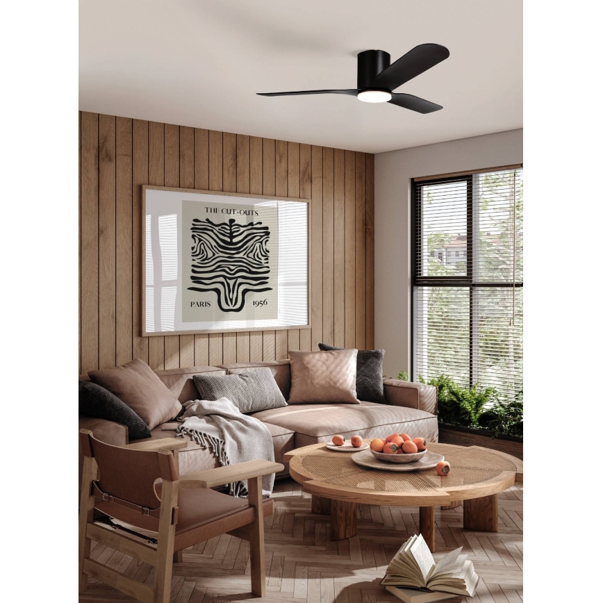 Eglo - lubinis ventiliatorius su reguliuojamu LED apšvietimu LED/17W/230V 3000/4000/5000K skersmuo 132 cm juodas + nuotolinis valdymas