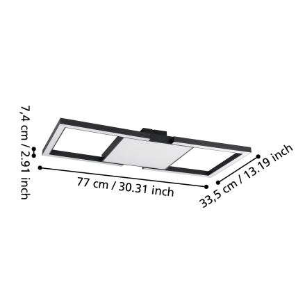 Eglo - LED Pritemdomas lubinis šviestuvas LED/26,2W/230V 2700-6500K juoda + nuotolinio valdymo pultas