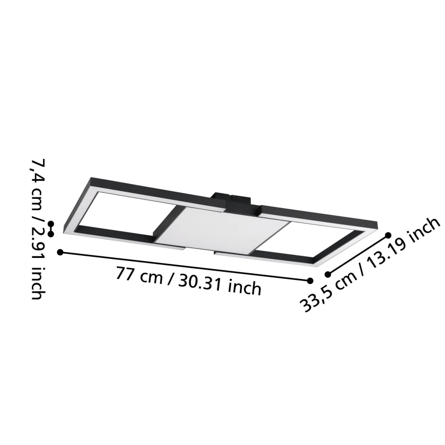 Eglo - LED Pritemdomas lubinis šviestuvas LED/26,2W/230V 2700-6500K juoda + nuotolinio valdymo pultas