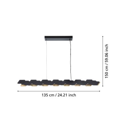 Eglo - LED Reguliuojamas pakabinamas sietynas LED/44W/230V 3000K juoda/auksas