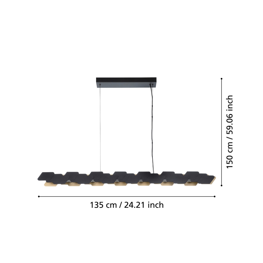 Eglo - LED Reguliuojamas pakabinamas sietynas LED/44W/230V 3000K juoda/auksas