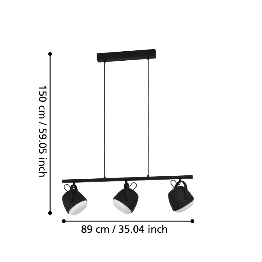 Eglo - Pakabinamas sietynas 3xE27/28W/230V juoda