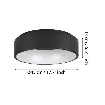 Eglo - LED Pritemdomas lubinis šviestuvas LED/25,5W/230V 3000K juoda