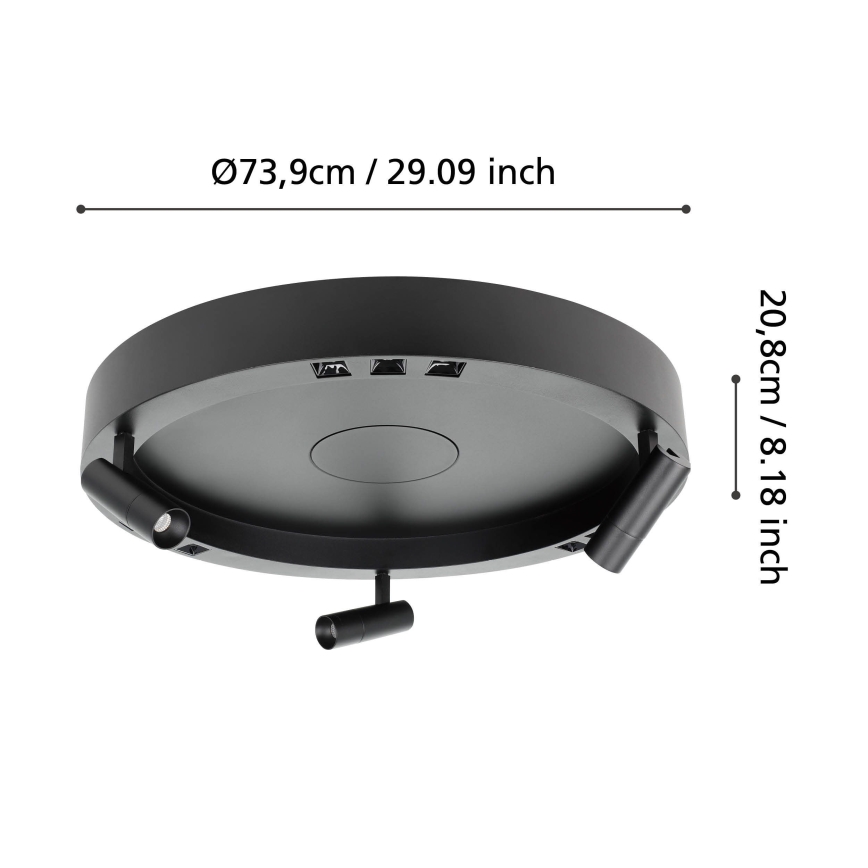 Eglo - LED Pritemdomas lubinis šviestuvas 3xLED/8W/230V + 3xLED/8,5W 3000K juoda + nuotolinio valdymo pultas