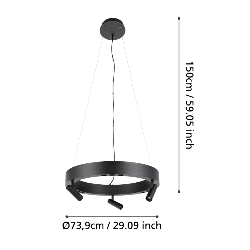 Eglo - LED Reguliuojamas pakabinamas sietynas 3xLED/8W/230V + 3xLED/8,5W 3000K juoda + nuotolinio valdymo pultas