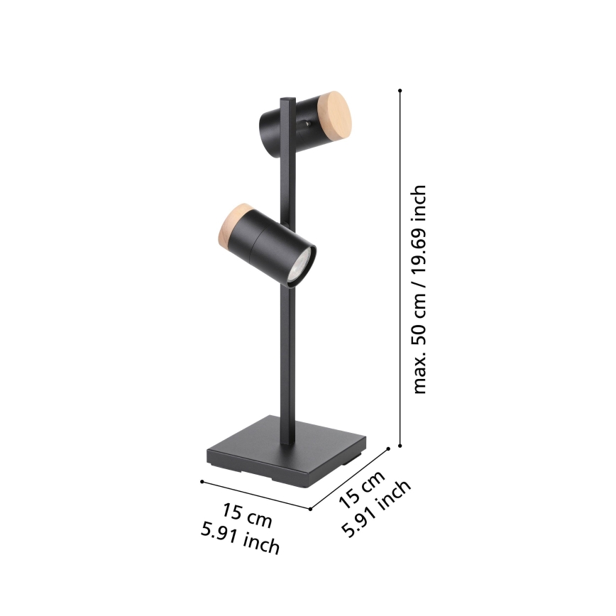 Eglo - LED stalinis šviestuvas 2xGU10/4,5W/230V 3000K juoda/ruda