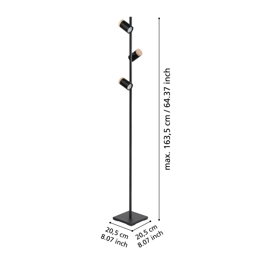Eglo - LED toršeras 3xGU10/4,5W/230V 3000K juoda/ruda