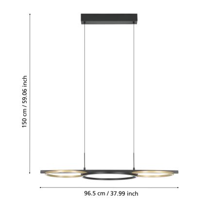 Eglo - LED Reguliuojamas pakabinamas sietynas 2xLED/12,5W/230V + LED/15,5W 3000K juoda