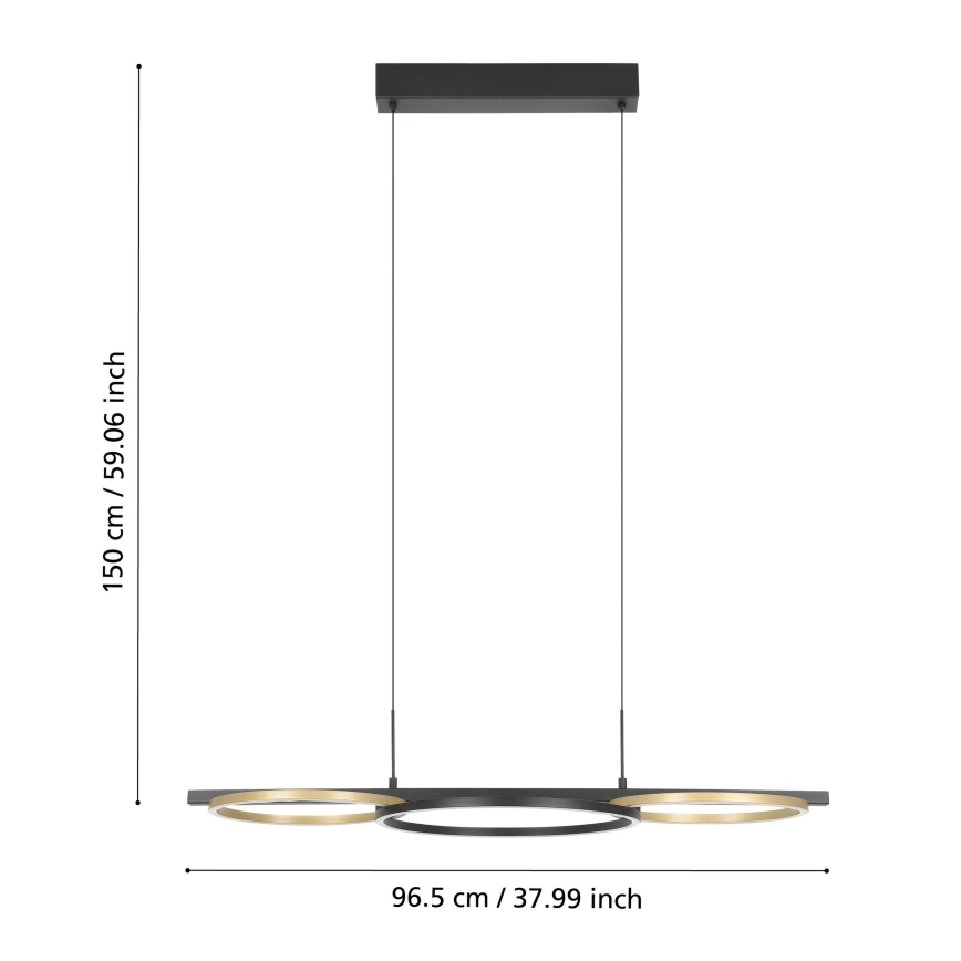 Eglo - LED Reguliuojamas pakabinamas sietynas 2xLED/12,5W/230V + LED/15,5W 3000K juoda