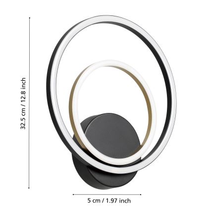 Eglo - LED sieninis šviestuvas LED/12W/230V 3000K + 4xLED/2,1W 3000K juoda