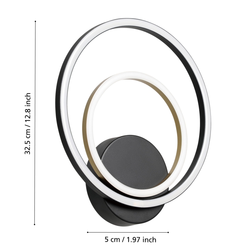 Eglo - LED sieninis šviestuvas LED/12W/230V 3000K + 4xLED/2,1W 3000K juoda