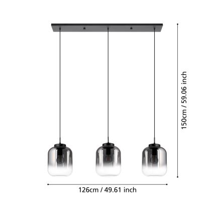 Eglo - Pakabinamas sietynas 3xE27/40W/230V dūminis