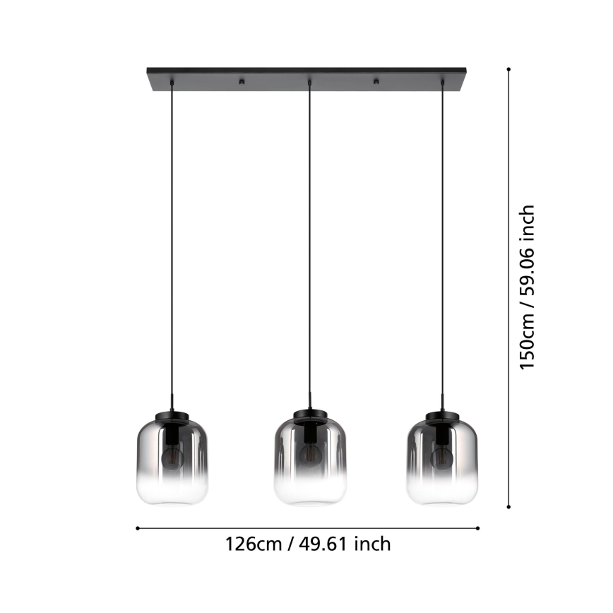 Eglo - Pakabinamas sietynas 3xE27/40W/230V dūminis